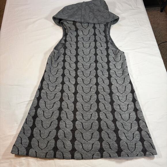 liquid womens cowl neck sleeveless wool blend cable gray black tunic sweater. 6 - Picture 4 of 7